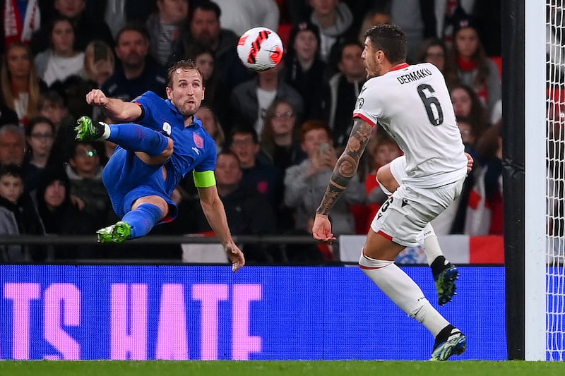 November 12, 2021. England 5 (Maguire 9', Kane 18', 33', 45'+1), Henderson (28') Albania 0: Harry Kane was back in the scoring groove, hitting a hat-trick that left England needing only a point from their final qualifier in San Marino to qualify. Southgate said: "The first-half performance in the main was outstanding. Harry gave a fantastic centre-forward's performance ... I thought his all-round game was excellent." Getty