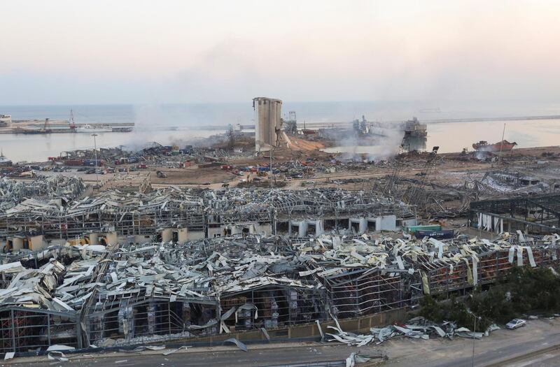 A general view shows the aftermath at the site of Tuesday's blast in Beirut's port area, Lebanon August 5, 2020. REUTERS/Aziz Taher
