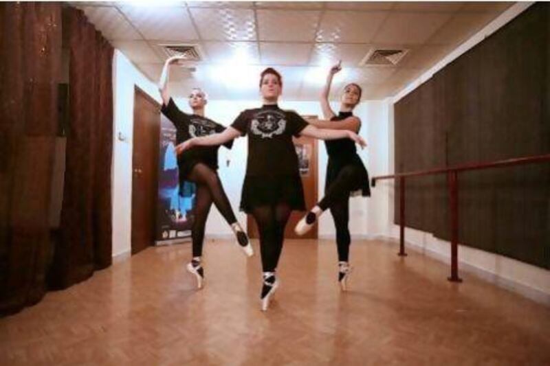 Members of Abu Dhabi's Fantasia Ballet from left:  Sharon Van Schie, age 18, from South Africa, Nadeen Farisi, 17, from Iraq, and Nadia Kotaishova, 17, from the Czech Republic.