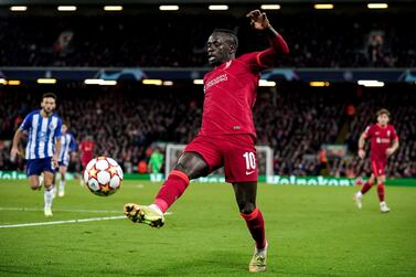 Liverpool's Sadio Mane in action during the UEFA Champions League group B soccer match between Liverpool FC and FC Porto in Liverpool, Britain, 24 November 2021.   EPA / Tim Keeton