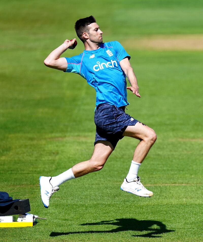 England fast-bowler Mark Wood in full flow at Edgbaston. PA
