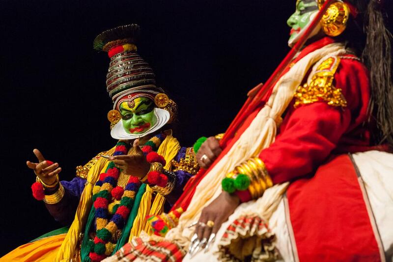 A Kathakali performance at the International Koodiyaattam & Kathakali Festival last year, held at the GEMS International School, Sheikh Zayed Road, Dubai. Duncan Chard for the National