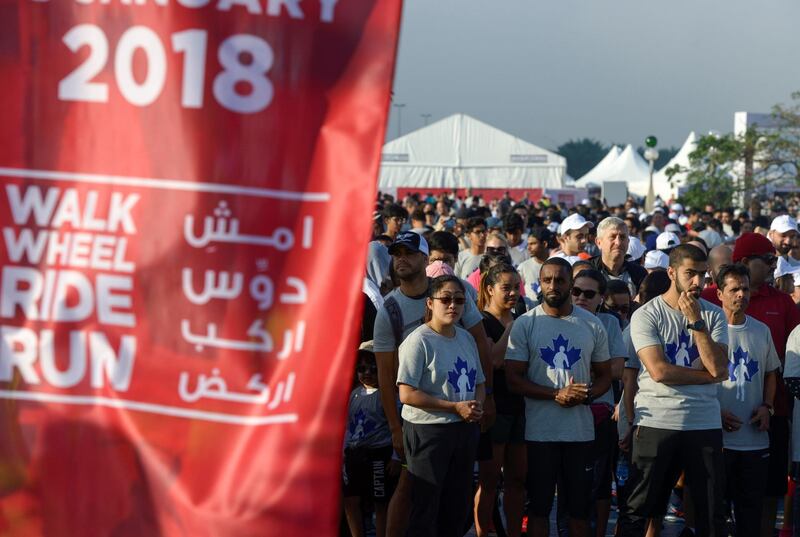 Abu Dhabi, United Arab Emirates - Several people came out to take part and show their support for the Terry Fox run at the Corniche on January 19, 2018. (Khushnum Bhandari/ The National)
