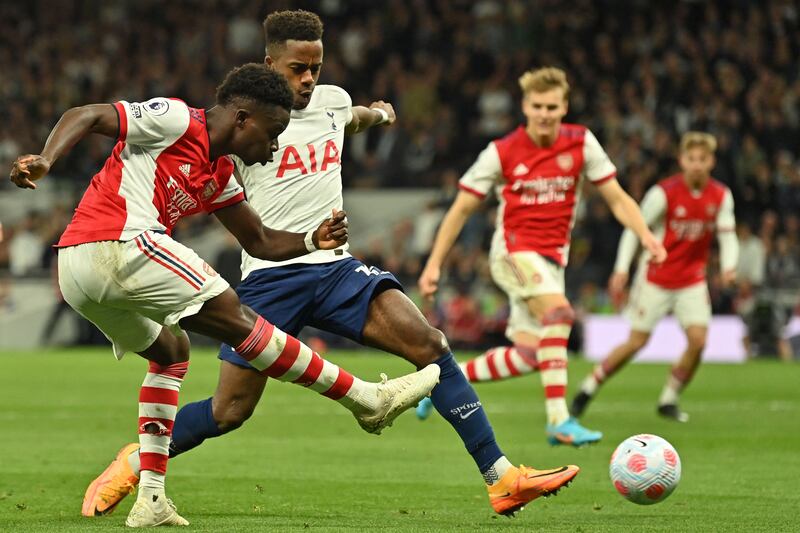 Bukayo Saka - 5: Gunners attacker couldn’t get foothold in game with Spurs dominating at other end and didn’t have chance to score until just after half-time when had shot blocked. AFP