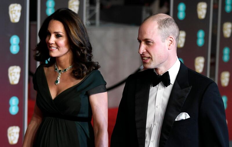 The Duke and Duchess of Cambridge arrive ahead of the 71st holding of the Baftas. There had been speculation about whether the duchess would wear black to show support to the 'Time's Up' campaign against sexual harassment on the movie industry. EPA/NEIL HALL