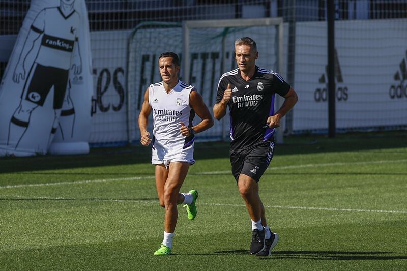 Real Madrid's forward Lucas Vazquez during a training session at Valdebebas sport complex. EPA