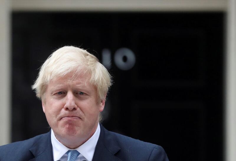 Britain's Prime Minister Boris Johnson reacts as he addresses the media outside Downing Street in London, Britain, September 2, 2019. REUTERS/Simon Dawson REFILE - CORRECTING ACTION