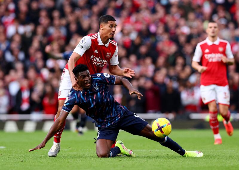 Taiwo Awoniyi - 4, Was given the tough task of trying to almost single-handedly keep the ball from Saliba and Gabriel, a task that he was ultimately unable to fulfil. Reuters