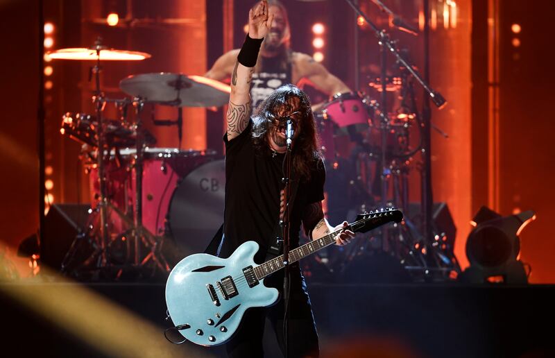 Dave Grohl, lead singer of Foo Fighters, performing in Cleveland in the US after being inducted into the Rock & Roll Hall of Fame. Reuters