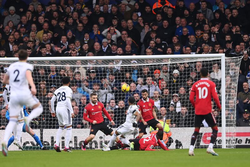 Crysencio Summerville of Leeds United shoots. Getty 