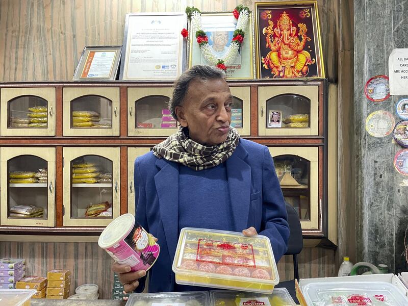 Subash Goyal runs the family-owned sweet shop Panchhi Petha in Agra 