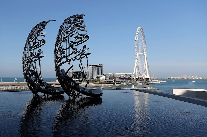DUBAI, UNITED ARAB EMIRATES , December 24 – 2020 :-  View from the Address Beach Resort near Jumeirah Beach Residences in Dubai. ( Pawan Singh / The National ) For Lifestyle. Story by Janice 
