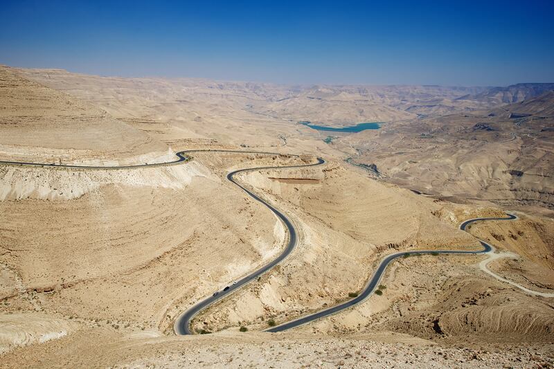 Winding through the desert, the King's Highway in Jordan. Getty Images