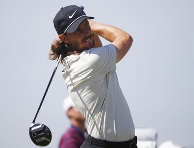 epa06817188 Tommy Fleetwood of England hits his tee shot on the eighteenth hole during the final round of the 118th US Open Championship at Shinnecock Hills Golf Club in Southampton, New York, USA, 17 June 2018.  EPA/CJ GUNTHER
