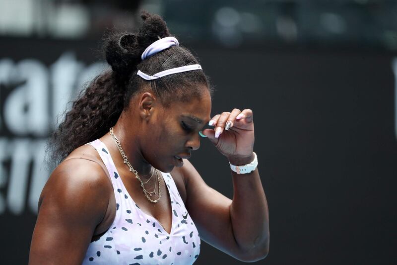(FILES) In this file photo taken on January 24, 2020, Serena Williams of the US reacts after a point against China's Wang Qiang during their women's singles match on day five of the Australian Open tennis tournament in Melbourne.  Tennis great Serena Williams says she is "on edge" as she practices social distancing recommended by health experts in a bid to slow the spread of coronavirus. The 23-time Grand Slam champion posted a series of videos on TikTok on March 21, 2020, describing her concerns for her 2-year-old daughter, Olympia. - IMAGE RESTRICTED TO EDITORIAL USE - STRICTLY NO COMMERCIAL USE
 / AFP / DAVID GRAY / IMAGE RESTRICTED TO EDITORIAL USE - STRICTLY NO COMMERCIAL USE
