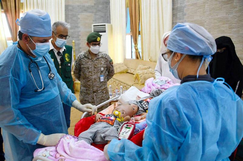 Yemeni twins arrive in Riyadh, Saudi Arabia. Courtesy KSRelief