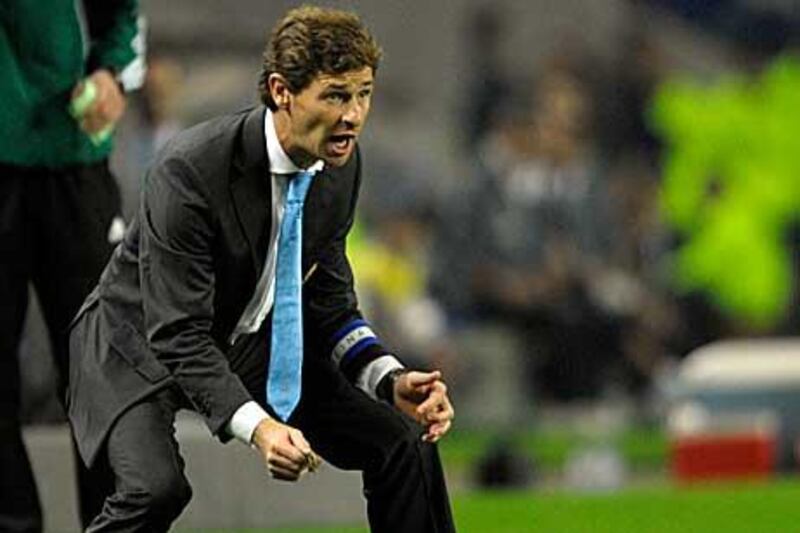Andre Villas-Boas shouts instructions to his Porto players in a game against Besiktas.