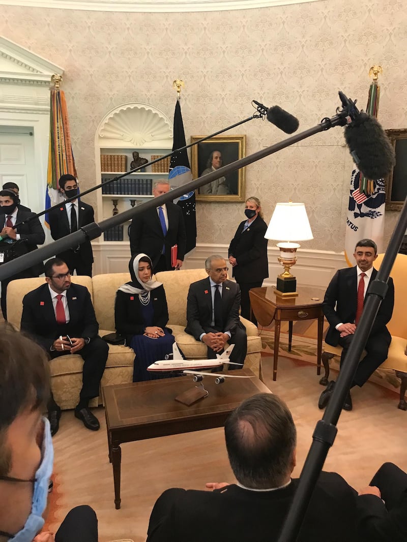 UAE headed by Sheikh Abdullah bin Zayed with by President Donald J. Trump at the White House. Mustafa Alrawi / The National