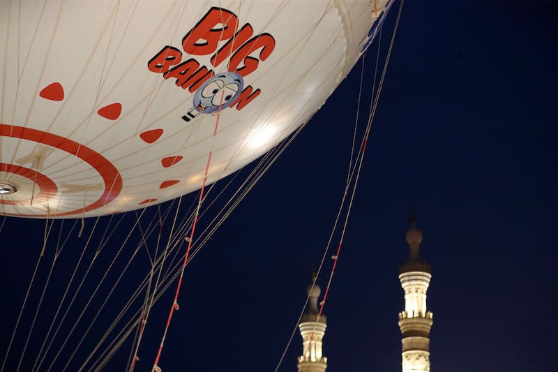 The gigantic hot-air balloon ride lasts between six and seven minutes