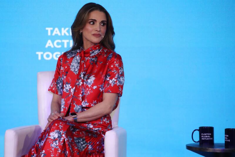 Queen Rania of Jordan speaks during this year's Clinton Global Initiative meeting in New York on September 20. Getty Images