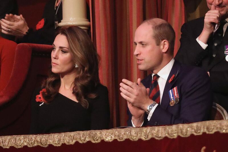 Britain's Prince William, Duke of Cambridge, and Catherine, Duchess of Cambridge, attend the Royal British Legion Festival of Remembrance. Chris Jackson / Pool Photo via Reuters