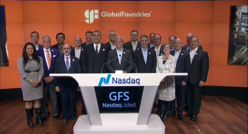 GlobalFoundries employees joined the senior executives for the ceremony.  Photo: Screengrab