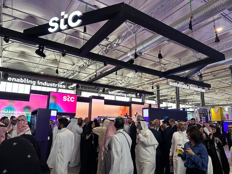The STC stand at the Leap technology exhibition in Riyadh on Tuesday. Alvin R Cabral / The National