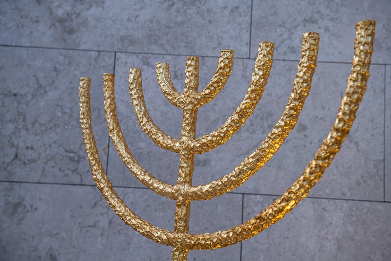 The Golden Menorah in the synagogue