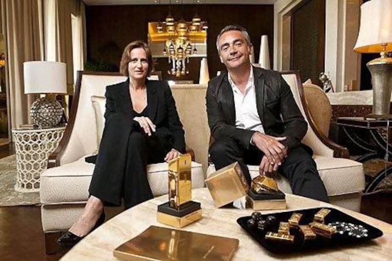 Anne Flipo and Christophe Raynaud say the new Paco Rabanne perfumes 1 Million Absolutely Gold and Lady Million are in keeping with the designer's preferences. Antonie Robertson / The National