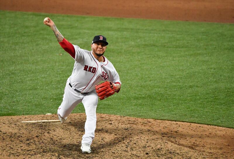 London, ENG; Boston Red Sox pitcher Hector Vasquez during the seventh inning against the New York Yankees at London Stadium. Mandatory Credit: Steve Flynn-USA TODAY Sports