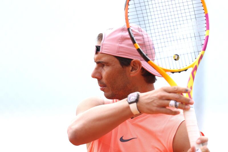 Rafael Nadal during a training session ahead of the Monte-Carlo Masters at Monte-Carlo Country Club. Getty Images