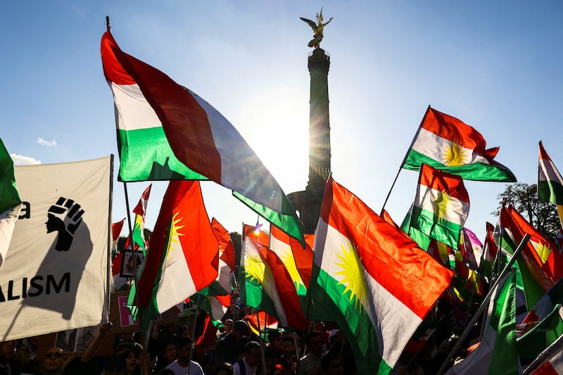 Demonstrators protest in Berlin following the death of Mahsa Amini in Iran. Reuters