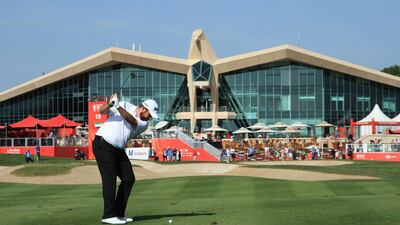 ABU DHABI, UNITED ARAB EMIRATES - JANUARY 17:  Shane Lowry of Ireland plays his second shot on the ninth hole during Day Two of the Abu Dhabi HSBC Golf Championship at Abu Dhabi Golf Club on January 17, 2019 in Abu Dhabi, United Arab Emirates. (Photo by Andrew Redington/Getty Images)