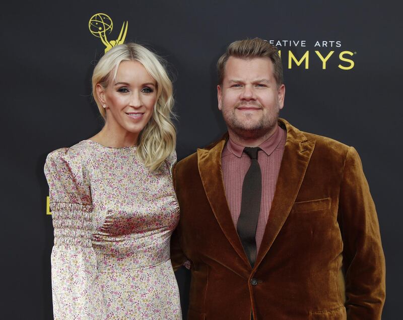 James Corden and Jullia Carey arrive on the red carpet for the 2019 Creative Arts Emmy Awards on Saturday, September 14, 2019. EPA