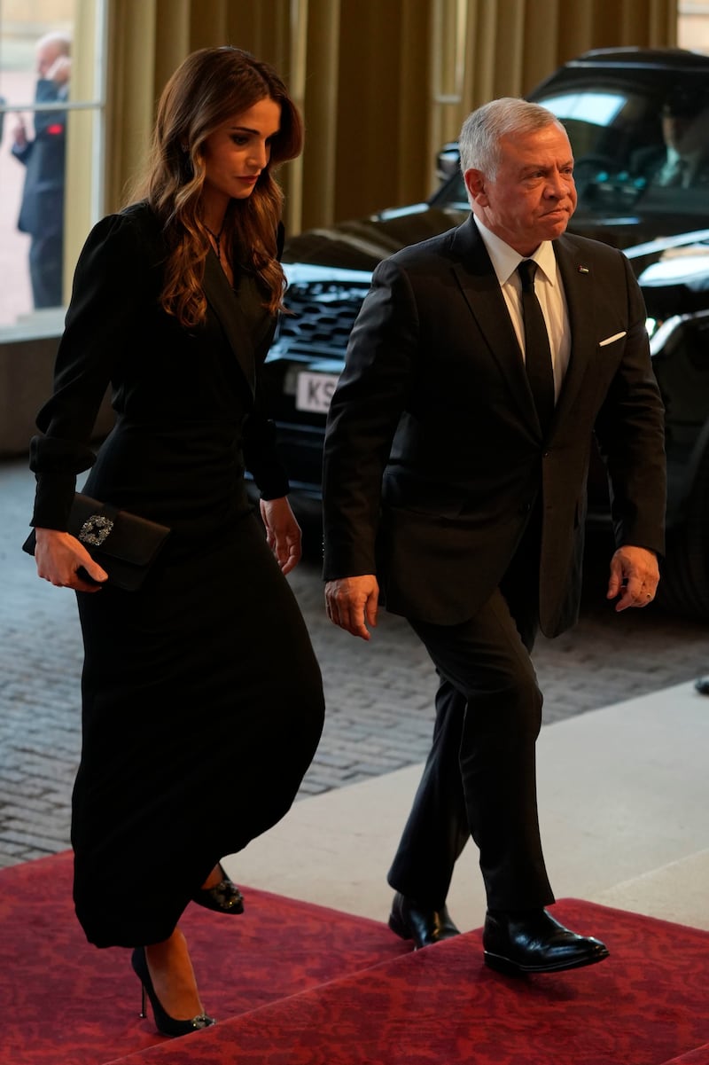 Jordanian King Abdullah and Queen Rania arrive. AP