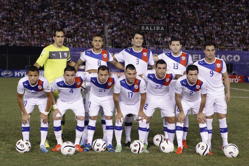 Chile team photo taken during World Cup qualifying on June 7, 2013. Cesar Olmedo / AP
