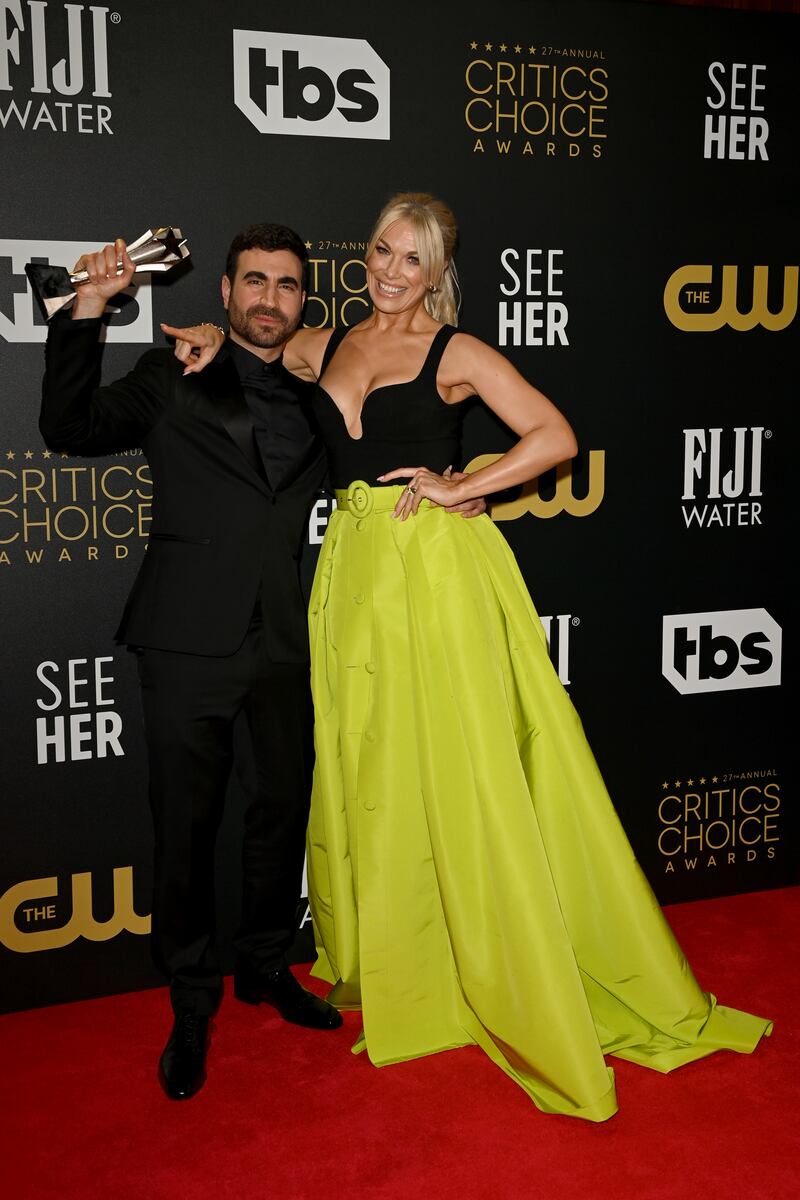 Brett Goldstein and Hannah Waddingham, winners of Best Supporting Actor and Best Supporting Actress for 'Ted Lasso'. Getty Images