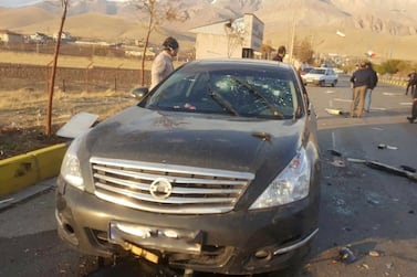 The scene of the attack that killed prominent Iranian scientist Mohsen Fakhrizadeh outside Tehran on November 27, 2020. West Asia News Agency via Reuters