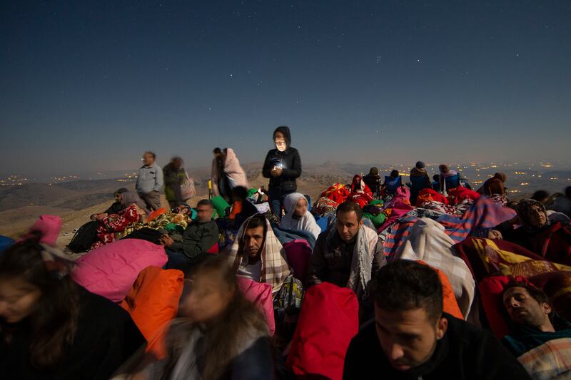 Hundreds spent the night at the Unesco World Heritage Site for the annual meteor show that stretches along the orbit of the comet Swift–Tuttle.