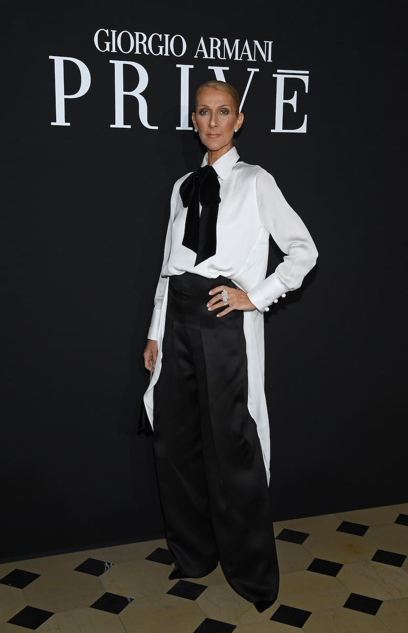 PARIS, FRANCE - JANUARY 22: Celine Dion attends the Giorgio Armani Prive Haute Couture Spring Summer 2019 show as part of Paris Fashion Week on January 22, 2019 in Paris, France. (Photo by Pascal Le Segretain/Getty Images)