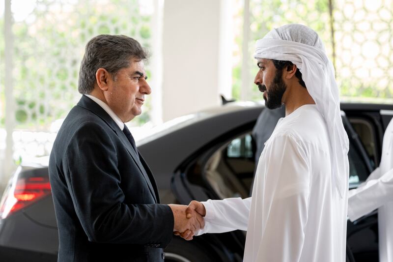 Sheikh Khalifa bin Tahnoon bin Mohamed, Chairman of the Abu Dhabi Crown Prince's Court, receives mourners at Al Mushrif Palace.