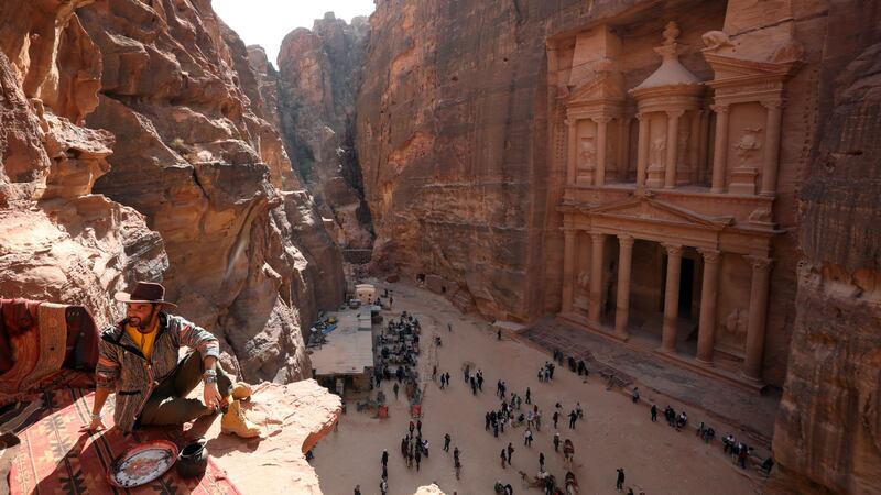 Eighty per cent of hotel bookings by visitors to Petra in southern Jordan have been cancelled since the Israel-Gaza war broke out, according to a travel agent. Reuters