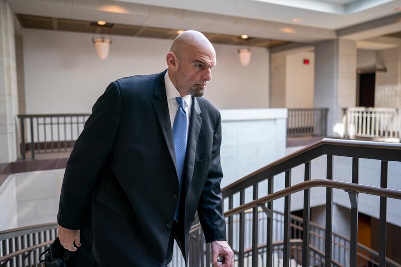 Senator John Fetterman at the Capitol in Washington, on February 14, before he sought inpatient treatment for clinical depression. AP