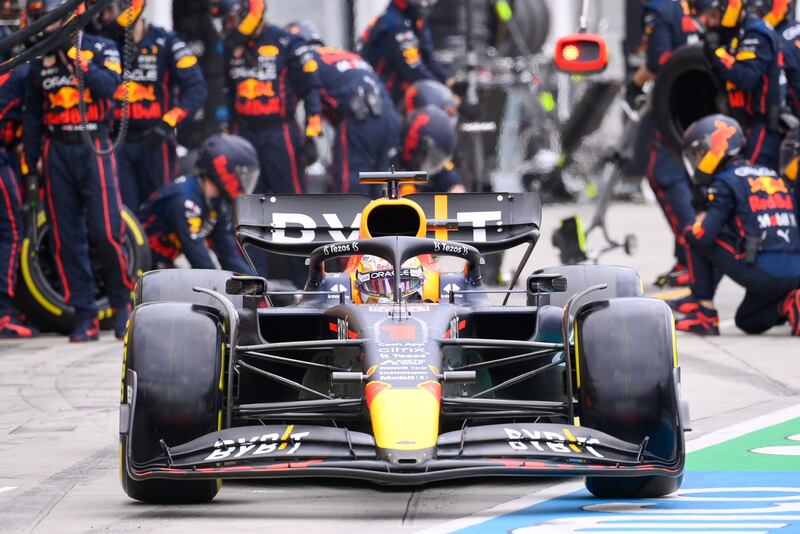 Max Verstappen during the race. EPA