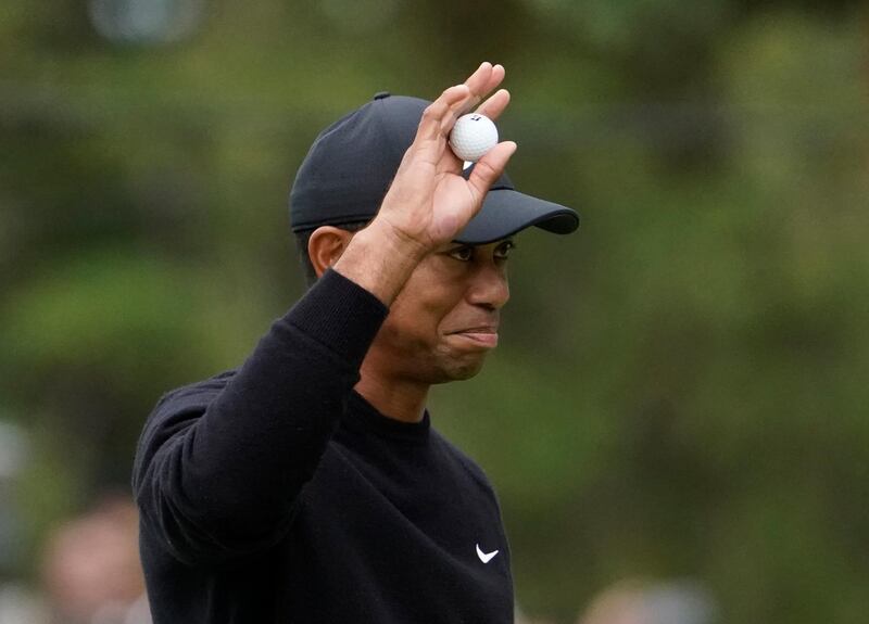 Tiger Woods on the 9th hole. AP
