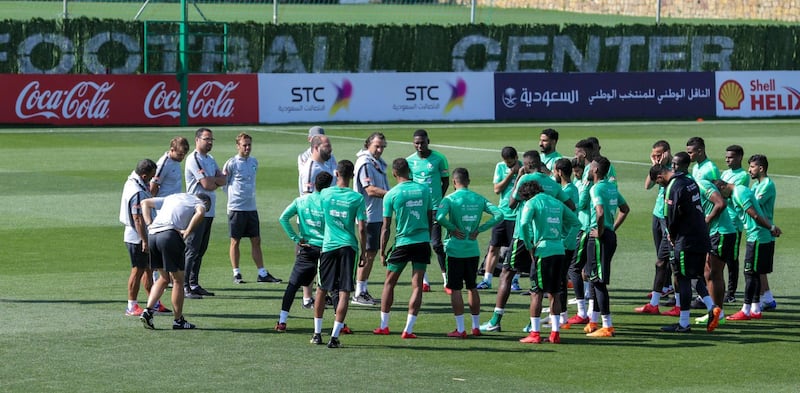 Saudi Arabia's football players train ahead of the World Cup. Courtesy Saudi Arabia Football Federation