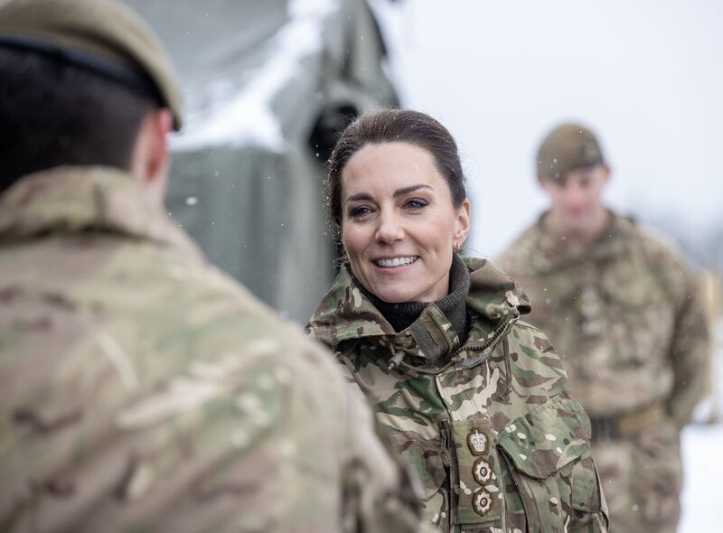 It is her first visit to the 1st Battalion Irish Guards since becoming Colonel. PA