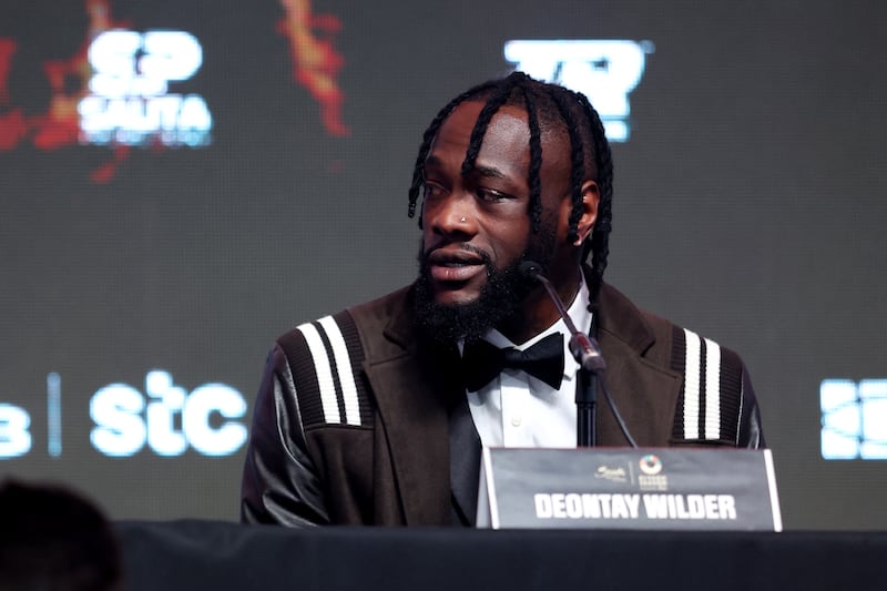Deontay Wilder speaks during the 'Day Of Reckoning' press conference. Getty Images
