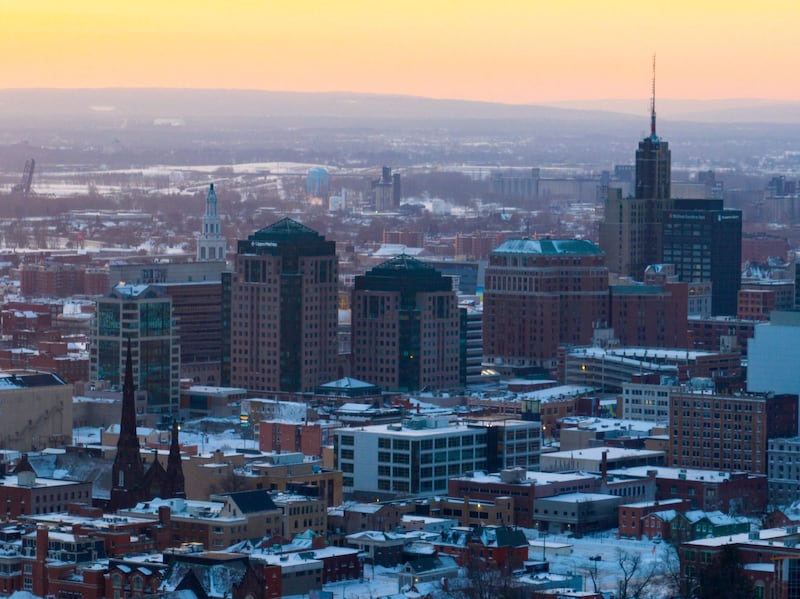 The sun rises over Buffalo, New York, on Wednesday.  AFP