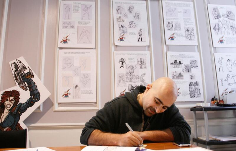 Portrait of CEO of Aranim Media Factory Suleiman Bakhit at the animation art gallery in London. The native Jordanian has set up the first Arabic comic and toys company. RANDY QUAN FOR THE GLOBE AND MAIL